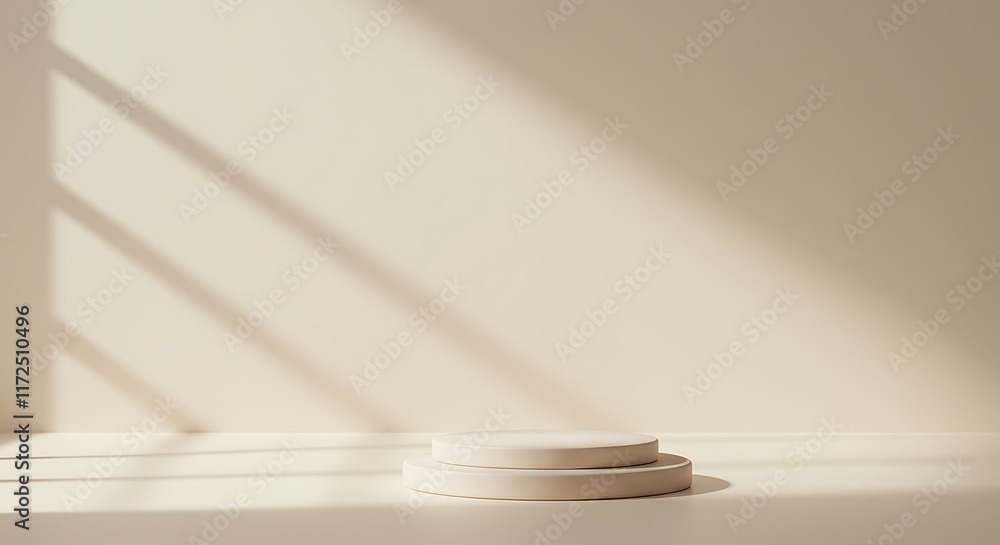 Poster minimalistic abstract simple gentle light beige background for product presentation with light and b