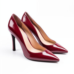 Burgundy Patent Leather PointedToe High Heels Womens Fashion Shoes