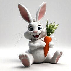 Fototapeta premium Adorable Easter Bunny Holding a Fresh Carrot: A Delightful Springtime Image