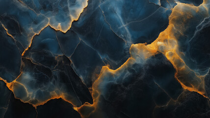 Onyx Abstract: Swirls of deep blue and shimmering gold create an abstract design, reminiscent of the luxurious stone onyx. This captivating image evokes a sense of mystery and sophistication. 