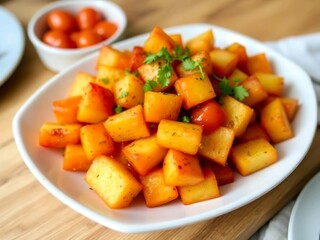 Patatas bravas are from Spain: Potatoes with spicy sauce.