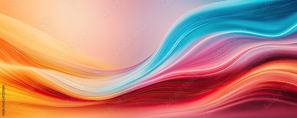 Poster waves abstract background concept. vibrant abstract waves of color creating a sense of movement and 