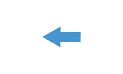 Abstract Directional arrow signal icon. Blue color simple straight arrow pointing to the Left on white background.	