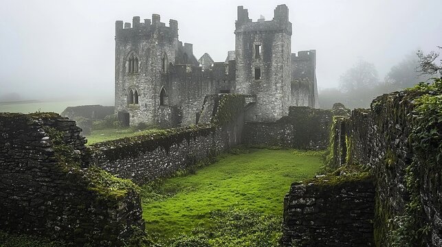 ireland bunratty castle in mist