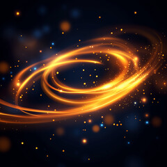 Obraz premium A mesmerizing swirl of golden particles set against a dark background, evoking the beauty of cosmic phenomena and energy.