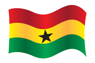 National flag of Ghana red yellow and green horizontal stripes with a black star on central band