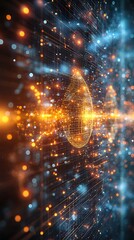 Obraz premium High-Tech Science Matrix Displaying Illuminated Nodes in Advanced Network Visualization Photo