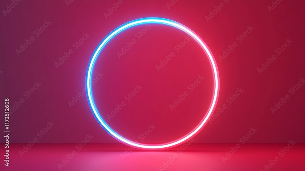 Poster vibrant neon circular gradient abstract design with clean copy space