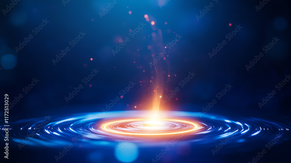 Poster a mesmerizing visual of a luminous orb surrounded by vibrant waves of light and energy, creating a s