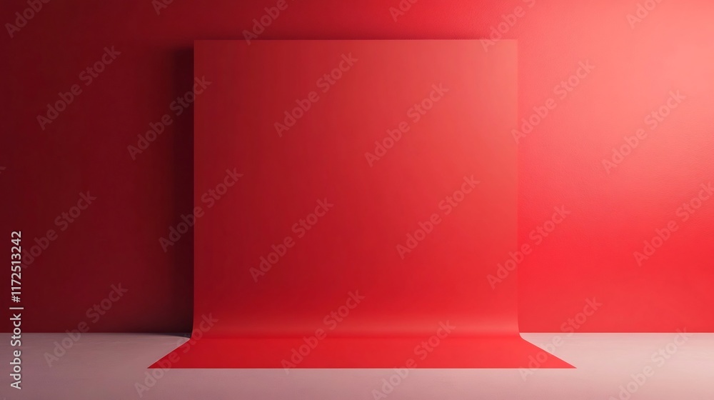 Poster vivid red geometric 3d abstract background with clear space for text
