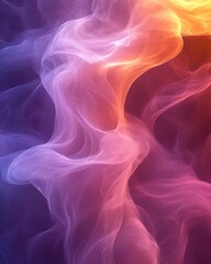 Fototapeta premium Abstract swirling vibrant smoke, purple, orange, and pink colors.