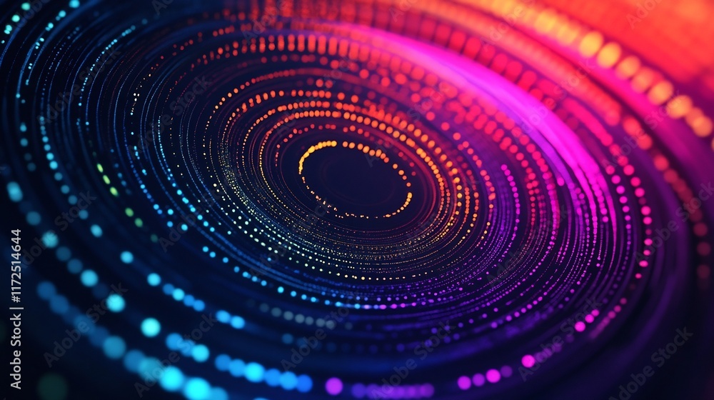 Poster captivating spiral of colorful neon lights and dynamic geometric patterns