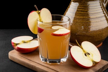 Fototapeta premium apple juice in a glass and jug