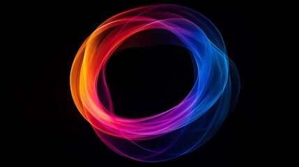 Captivating Circular Abstract Vortex of Vibrant Rainbow-Hued Swirls and Curves