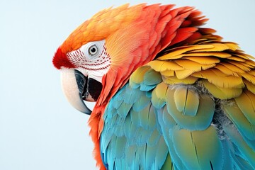 Fototapeta premium Colorful parrot showcasing vibrant feathers and intricate detail