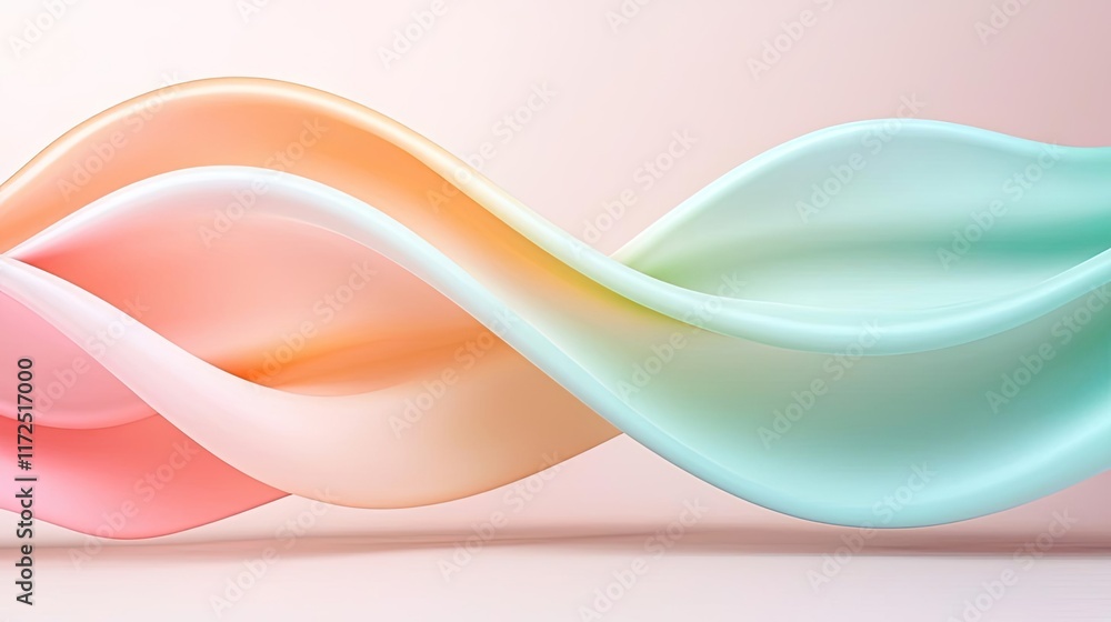 Poster waves abstract background concept. soft pastel waves blend in serene colors, creating a tranquil abs