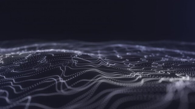 White Futuristic Particle Waves on Dark Background