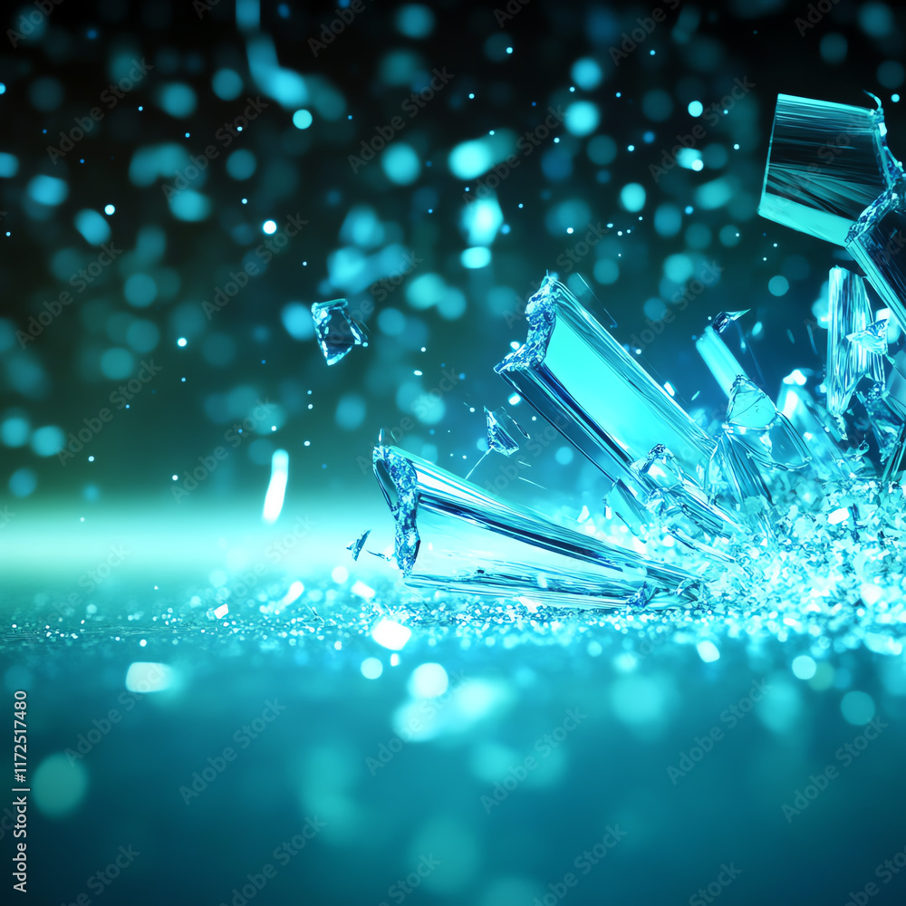 Aufkleber a stunning abstraction of shards and sparkling particles illuminating a vibrant background.