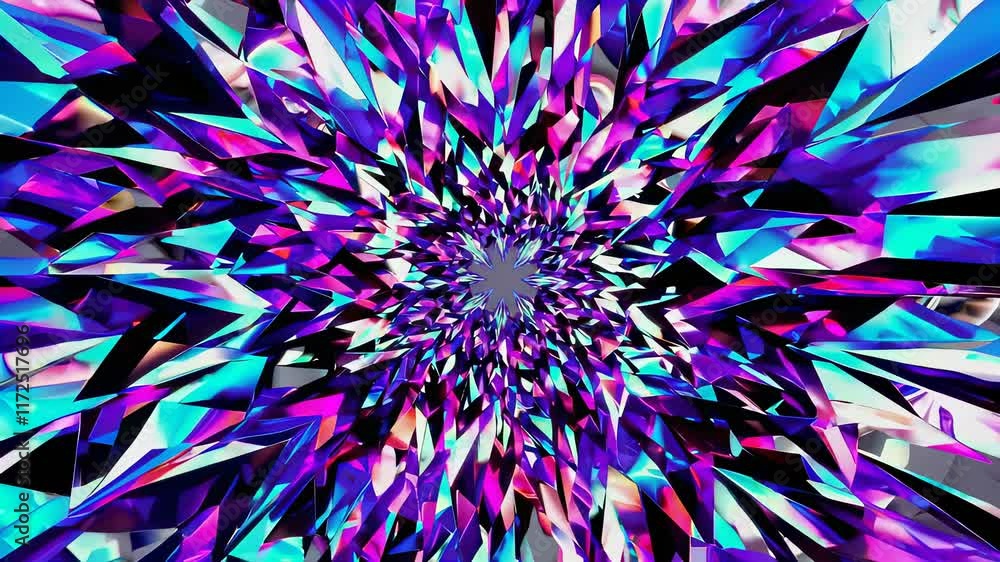 Poster colorful crystal explosion with dynamic geometric patterns