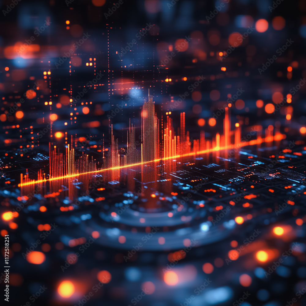 Poster digital data flow: a mesmerizing abstract background of vibrant neon lines and glowing circuits, evo