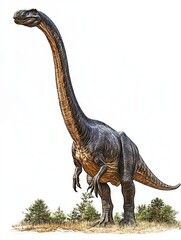 Obraz premium A tall dinosaur with a long neck, depicted in a natural setting.