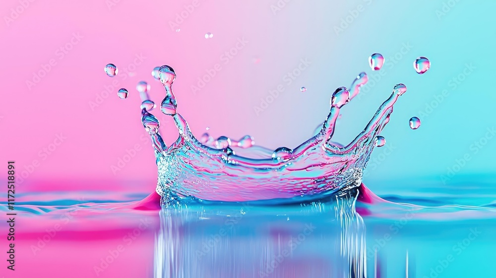 Poster splash abstract background idea. vibrant splash of water creating ripples against a colorful backgro