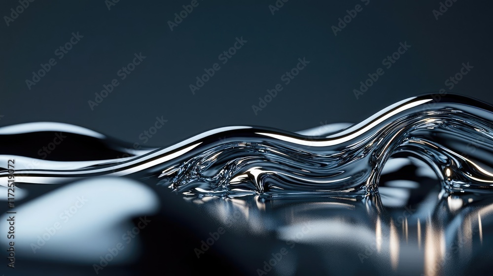 Poster metallic abstract background idea. a close-up view of flowing water creating abstract patterns and r
