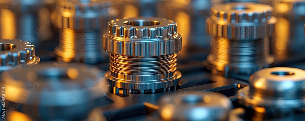Poster metallic abstract background idea. close-up of metallic machine parts highlighting precision and eng