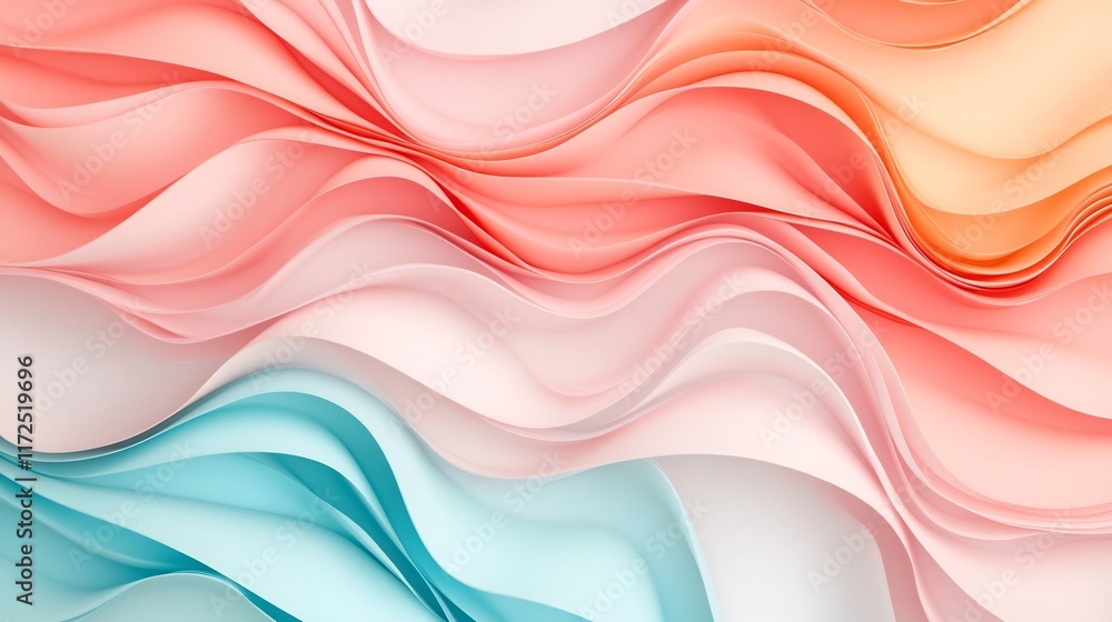 Poster smooth abstract pastel gradient waves and curves elegant minimal background