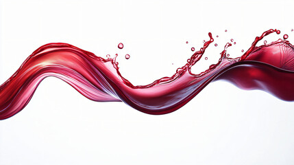 A dynamic red liquid splash on a white background, perfect for wine marketing, elegant events, or festive occasions like Valentine's Day and holiday promotions.