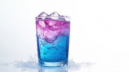 A glass of soda water on white background