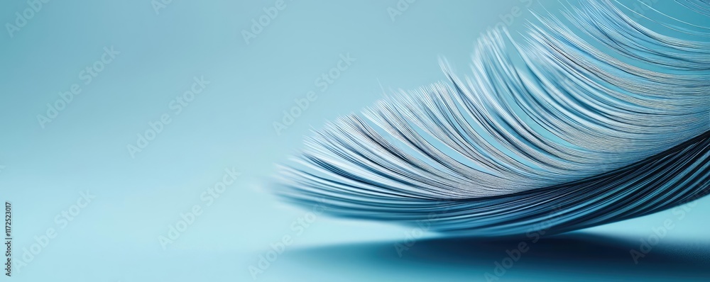 Poster feather abstract background idea. elegant feather in soft blue tones, creating a serene and tranquil