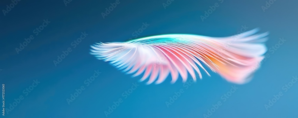 Poster feather abstract background idea. abstract design featuring colorful flowing shapes on a blue backgr