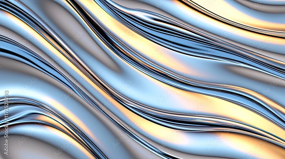 Poster metallic abstract background idea. abstract wavy surface with metallic reflections creating a smooth