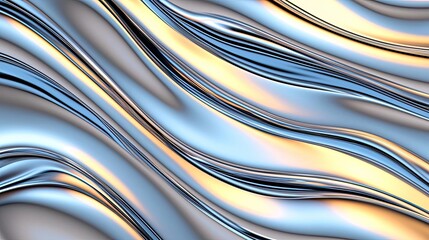 Metallic abstract background idea. Abstract wavy surface with metallic reflections creating a smooth, flowing design.