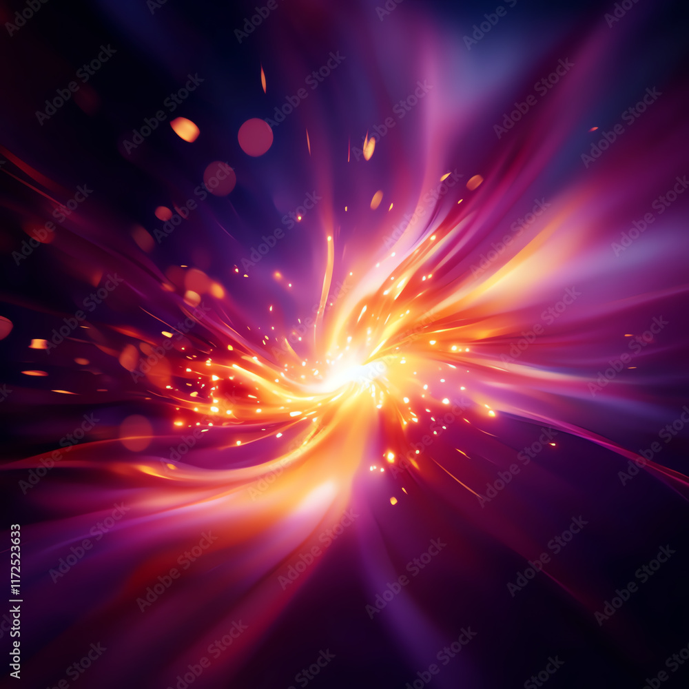 Poster a vibrant swirl of light and colors, creating an abstract explosion of energy and motion for creativ