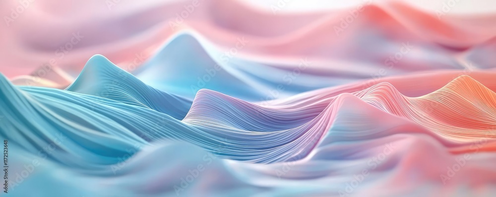 Poster waves abstract background concept. abstract waves of colorful fabric create a serene and calming atm