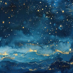 Fototapeta premium Night Sky with Stars and Swirling Blue Background