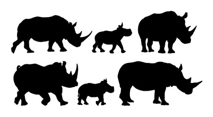 The set of silhouettes of big rhinoceroses.
