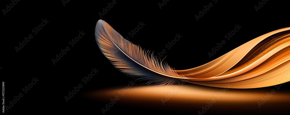Poster feather abstract background idea. elegant feather design with warm colors on a dark background for c
