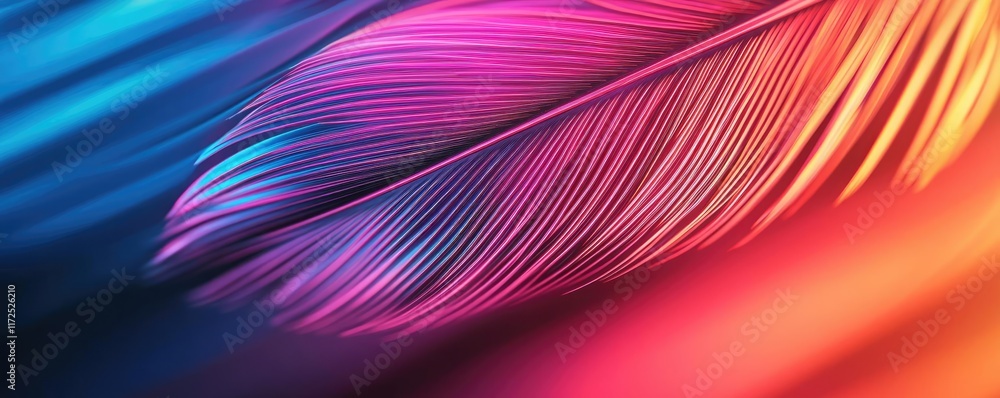 Poster feather abstract background idea. colorful abstract feather with vibrant shades of pink and blue, cr