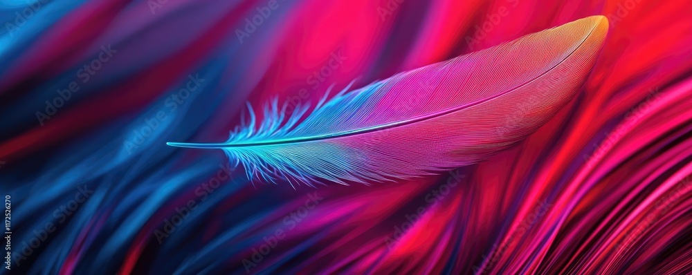 Aufkleber feather abstract background idea. a vibrant feather gracefully rests on a colorful abstract backgrou