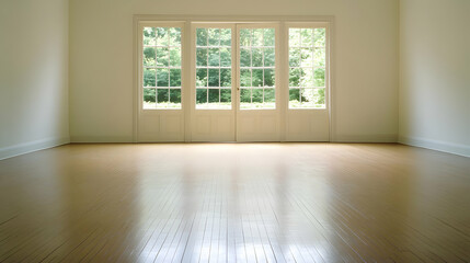 Fototapeta premium Empty Room with French Doors Illustration