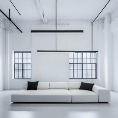 Modern White Sofa in Minimalist Room Illustration