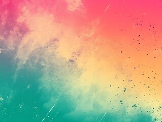 Fototapeta premium Colorful pink, yellow and turquoise gradient noisy grain background