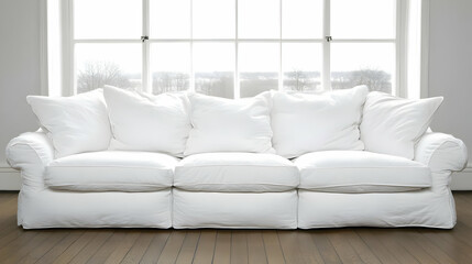 Fototapeta premium White Sofa Illustration, Cozy Living Room