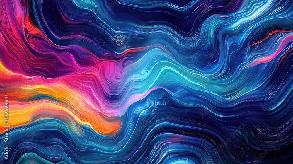Poster abstract big data visualization concept with colorful waves