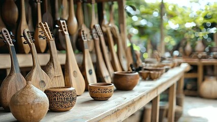 Cultural Heritage Celebration with Handmade Crafts and Instruments