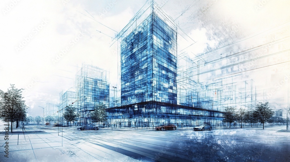 Aufkleber detailed architectural blueprint with precise measurements and scale