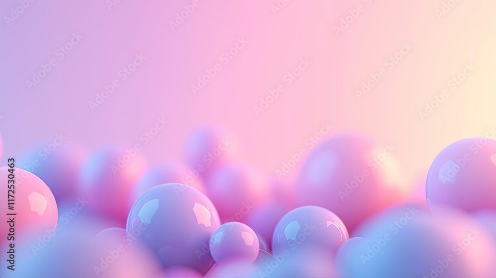 Poster soft abstract background concept. colorful spheres blending in a soft pastel background, creating a 